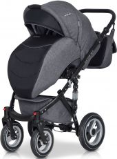 Детская коляска 2 в 1 Riko Brano 01 Carbon (т. серая ткань – черная кожа)